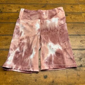 Bebe Sport Tie Dye‎ Biker Shorts Women's Size M Pink Peach Athletic Gym